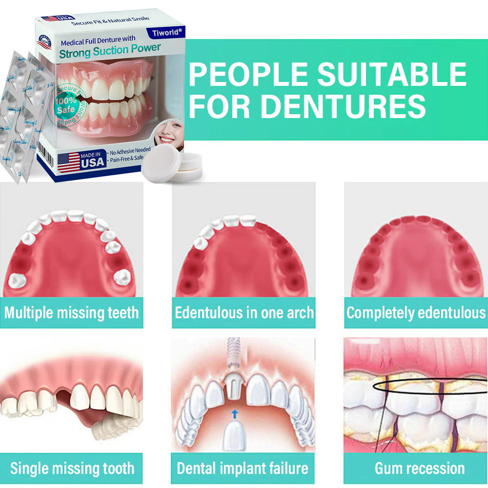 𝑇𝑖𝑤𝑜𝑟𝑙𝑑® Medical Full Denture with Strong Suction ✅ Made and Shipped from the USA👑