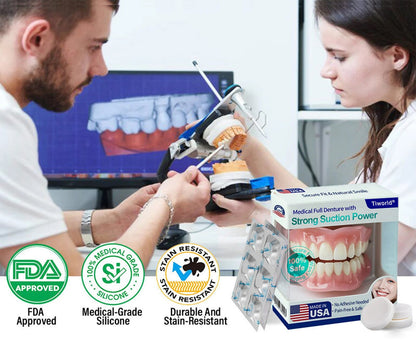 𝑇𝑖𝑤𝑜𝑟𝑙𝑑® Medical Full Denture with Strong Suction ✅ Made and Shipped from the USA👑