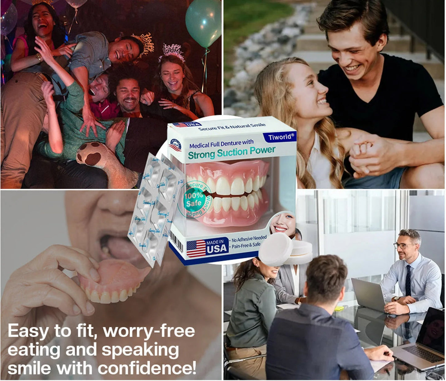 𝑇𝑖𝑤𝑜𝑟𝑙𝑑® Medical Full Denture with Strong Suction ✅ Made and Shipped from the USA👑
